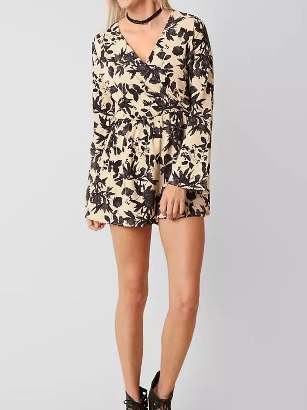 Daytrip Floral V-Neck Long Sleeve Romper - Picture 1 of 6
